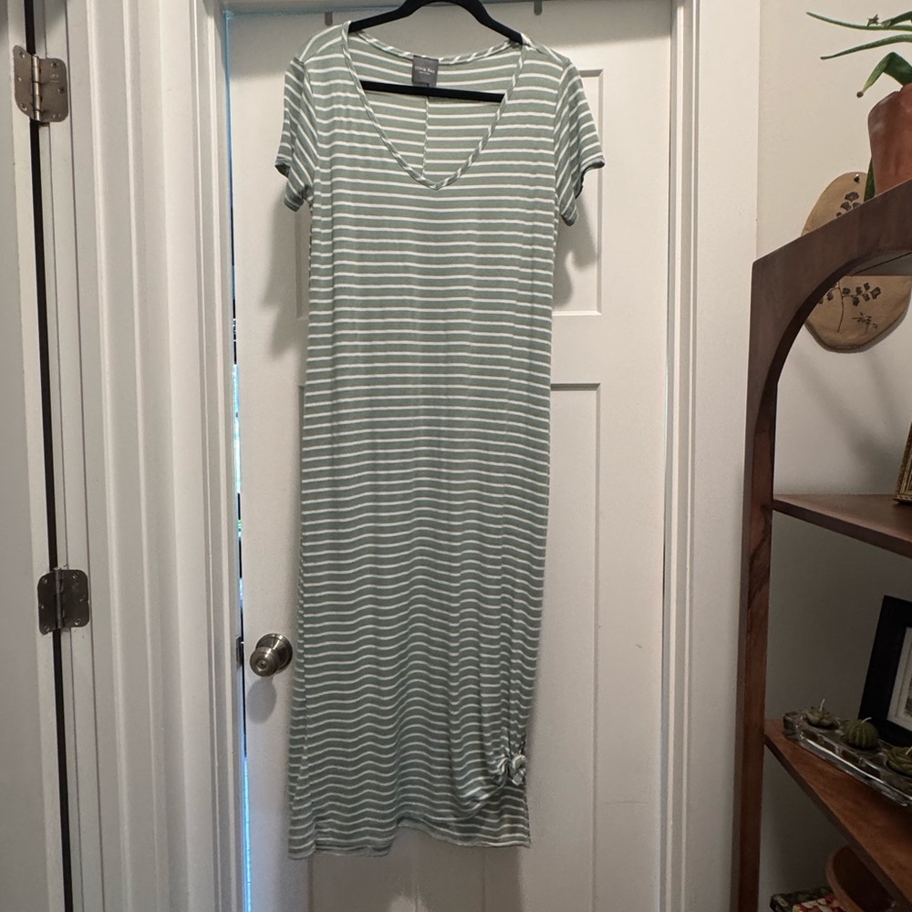 Striped Green Tee Shirt Maxi Dress